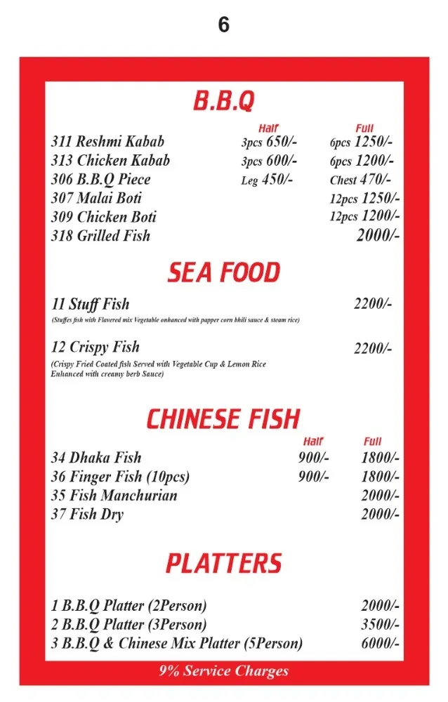 Kashif Fried Chicken & Restaurant menu
