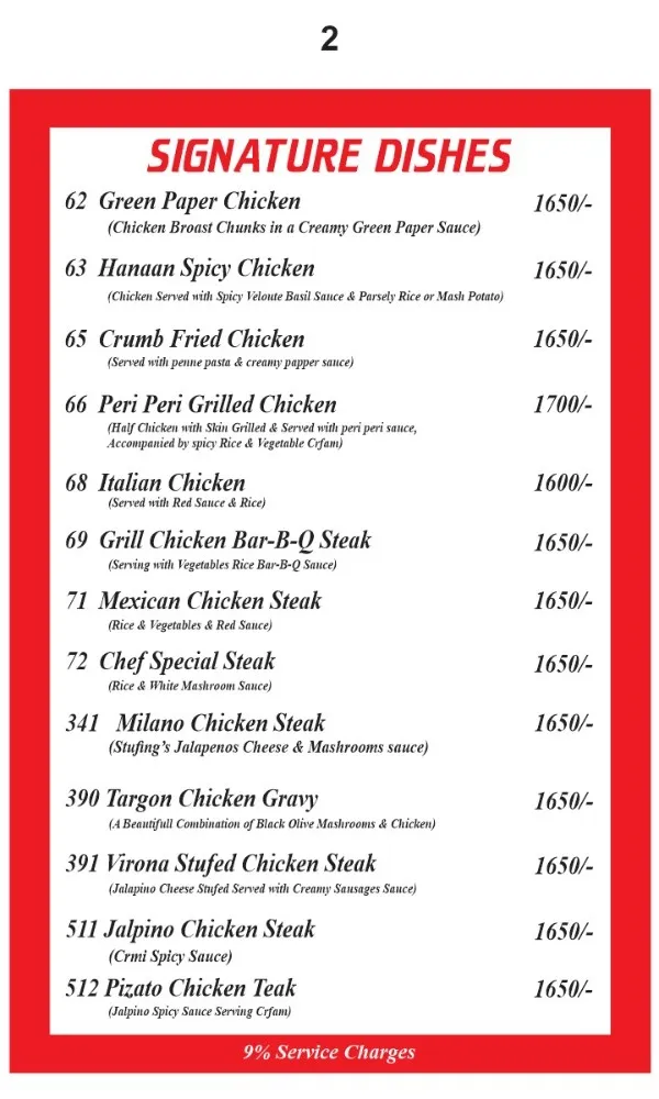 Kashif Fried Chicken & Restaurant menu