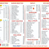 Pizza Point & Fast Food menu