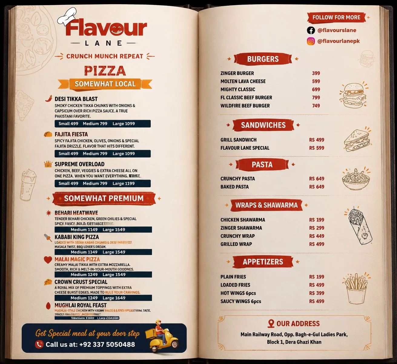 Flavour Lane menu