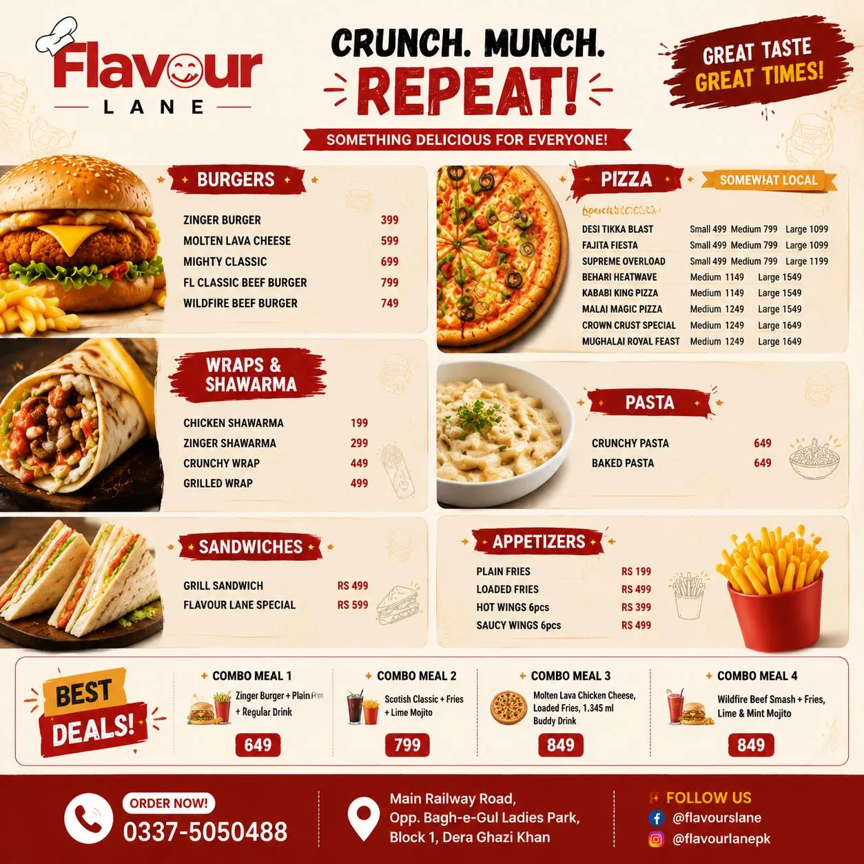 Flavour Lane menu