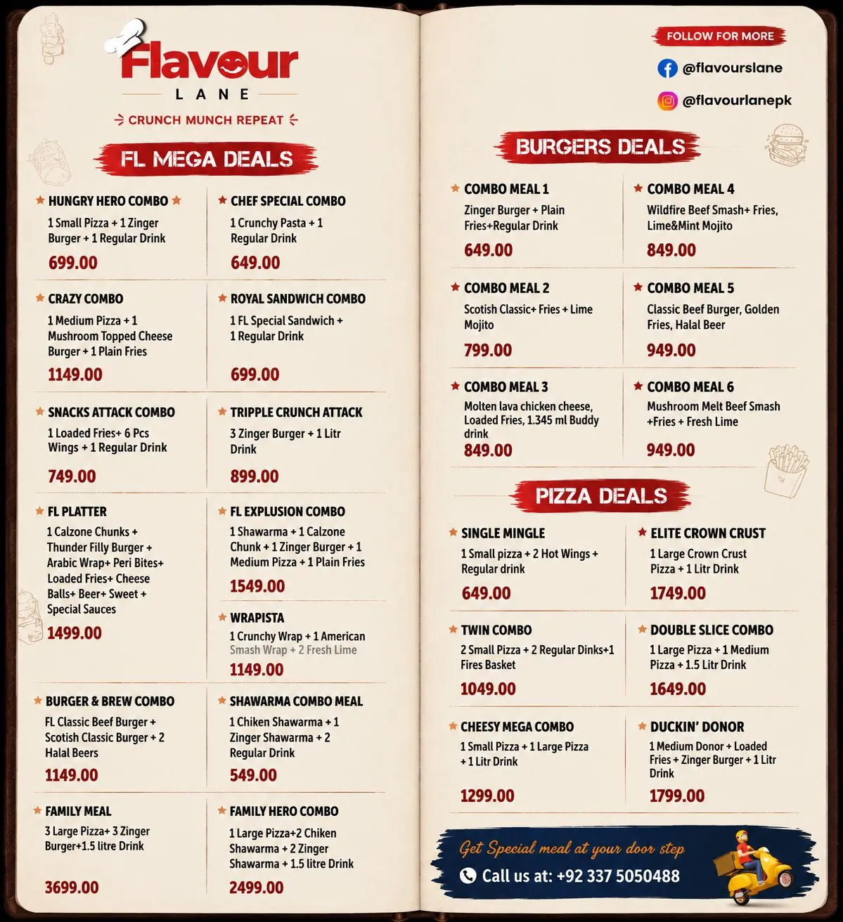 Flavour Lane menu