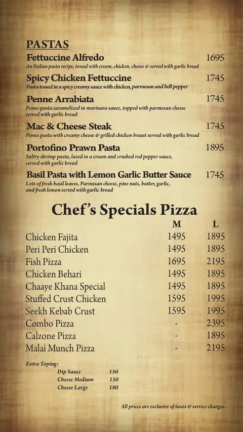 Chaaye Khana Multan menu