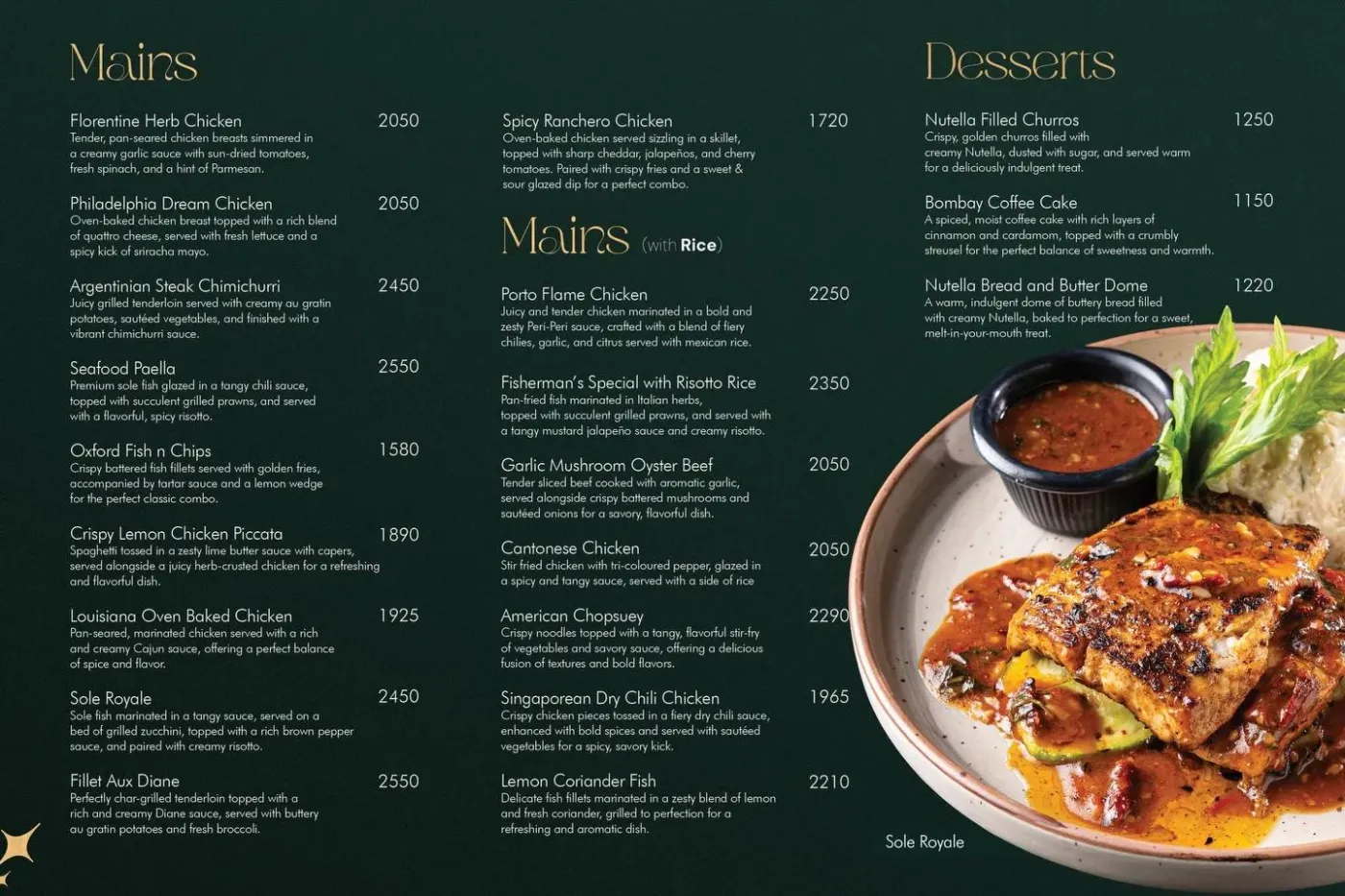 Arcadian Café menu