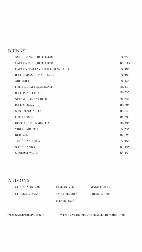Dahlia Nursery + Cafe menu
