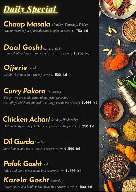 Lahore Shahi Qila Restaurant menu