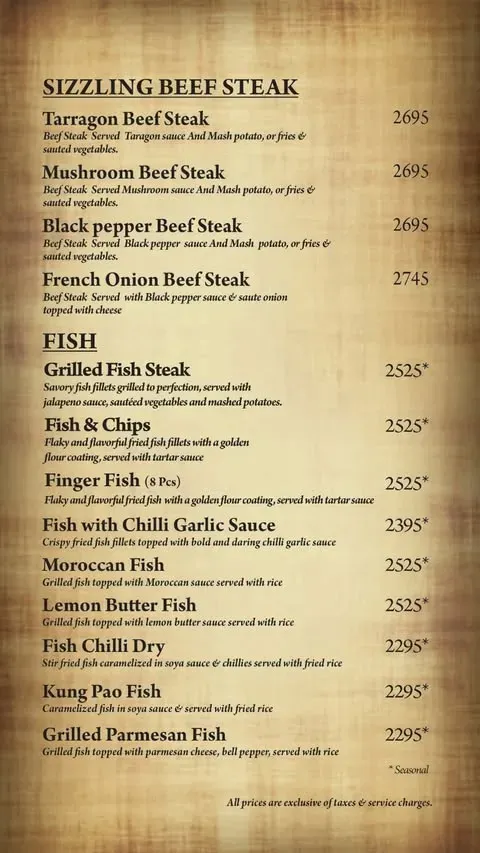 Chaaye Khana Multan menu