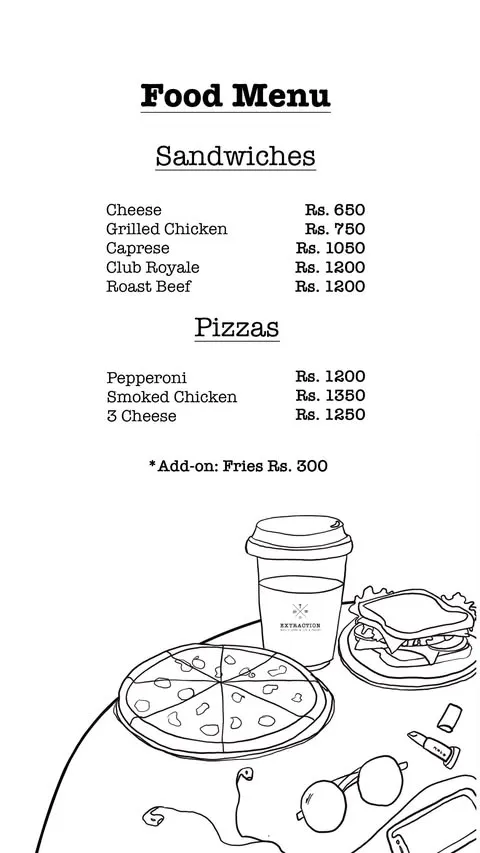 Extraction Coffee menu