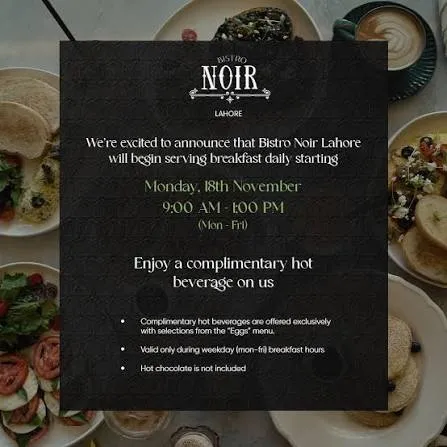 Bistro Noir Lahore menu