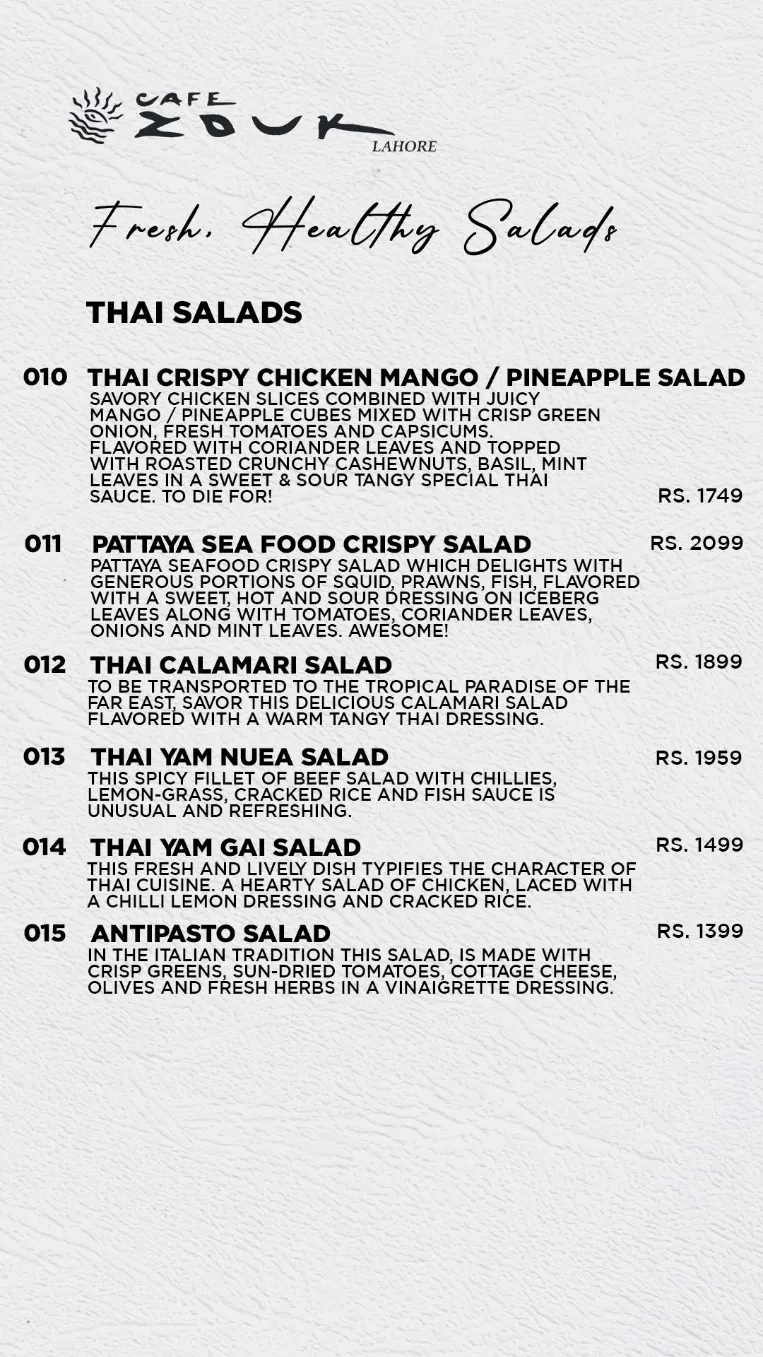 Café Zouk menu