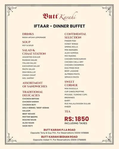 Butt Sweets & Bakers ( Lakshmi Chohwk ) menu