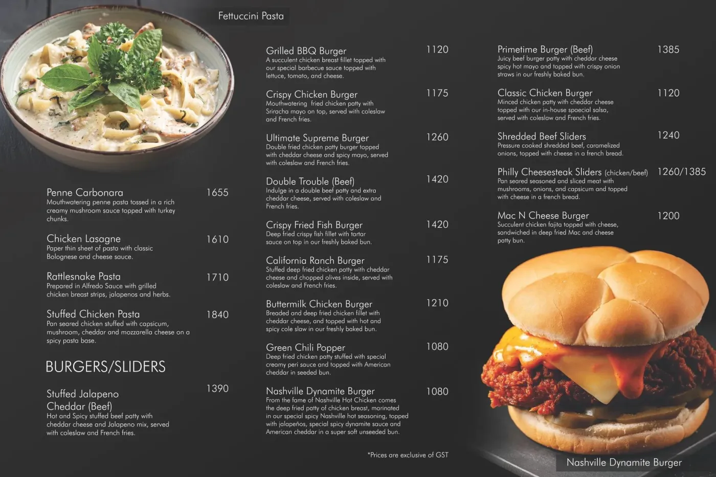 Arcadian Café menu