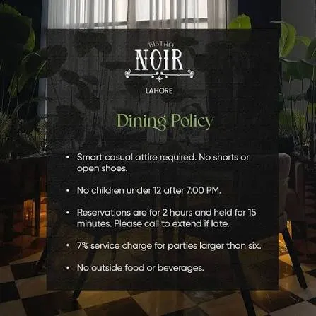 Bistro Noir Lahore menu