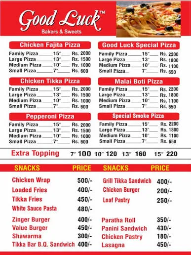 Good Luck Bakers & Sweets menu
