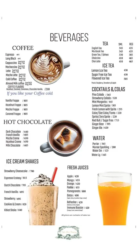 Coffee Tea & Company menu