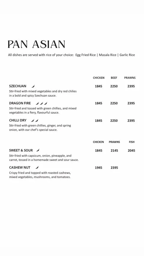 Fasana Café menu