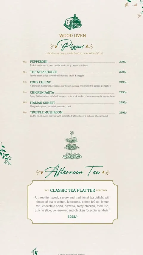 English Tea House menu
