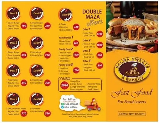 Salwa Sweets & Bakers menu