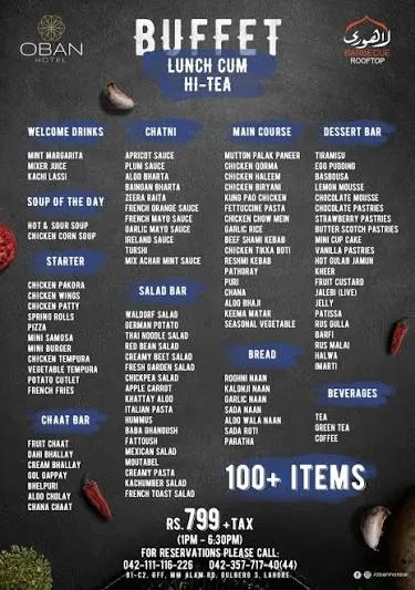 Lahori Barbecue Rooftop menu