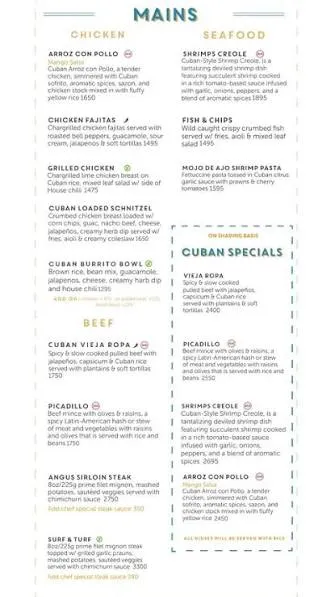 Coco Cubano Gulberg menu