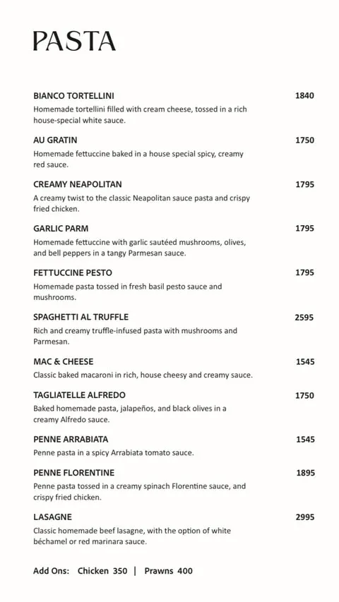 Fasana Café menu