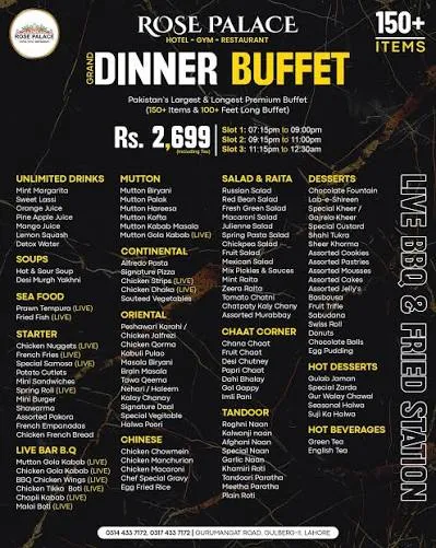Rose Palace Restaurant menu