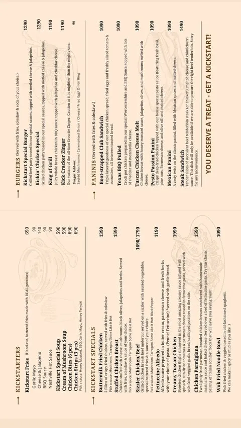 Kickstart Cafe menu