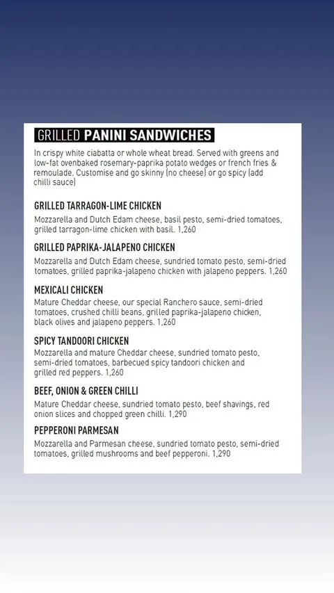 Mocca Coffee menu