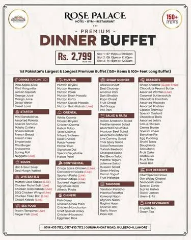Rose Palace Restaurant menu