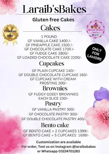 Laraib Bakers and Sweets menu