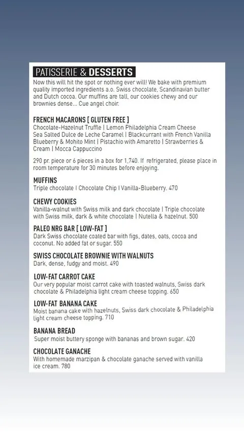 Mocca Coffee menu