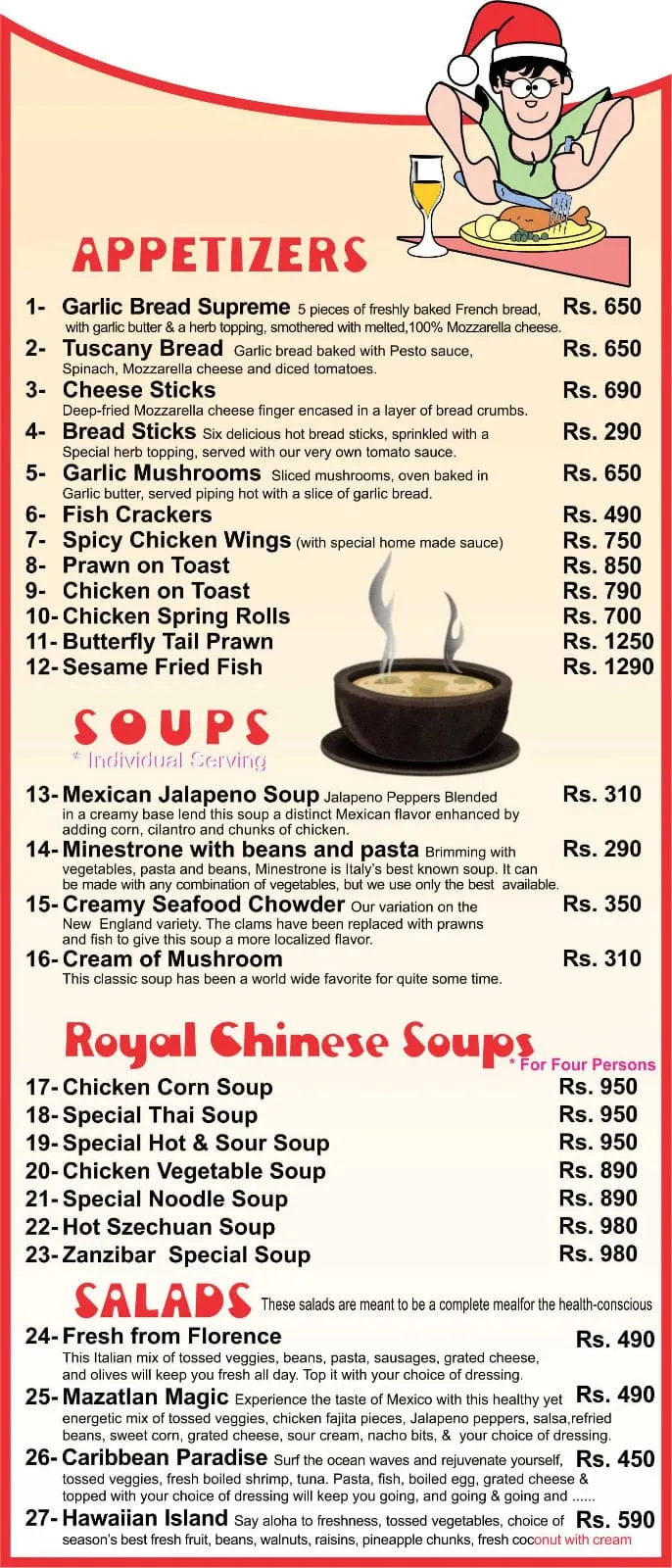 Zanzibar Restaurant menu