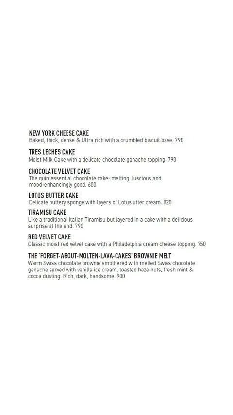 Mocca Coffee menu