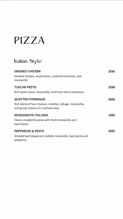 Fasana Café menu