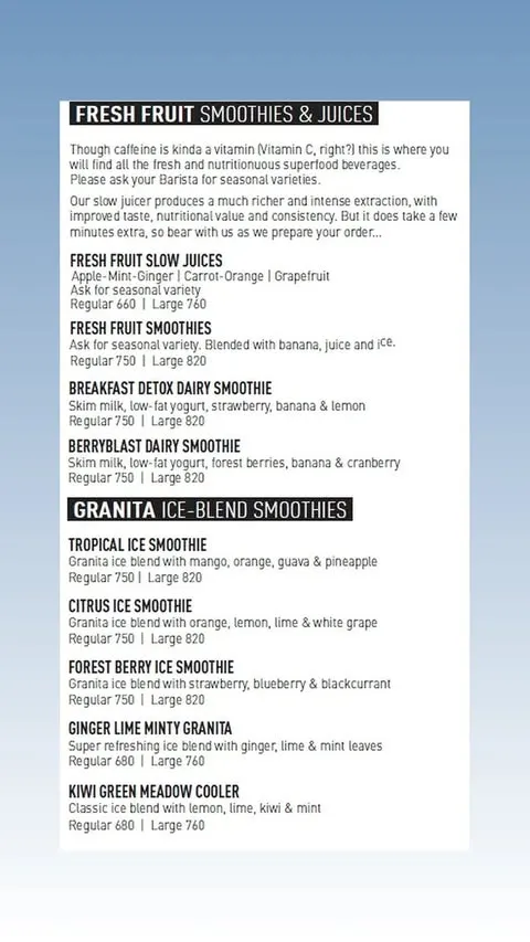 Mocca Coffee menu