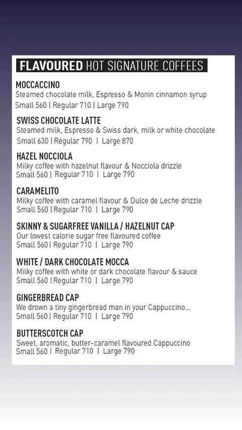 Mocca Coffee menu