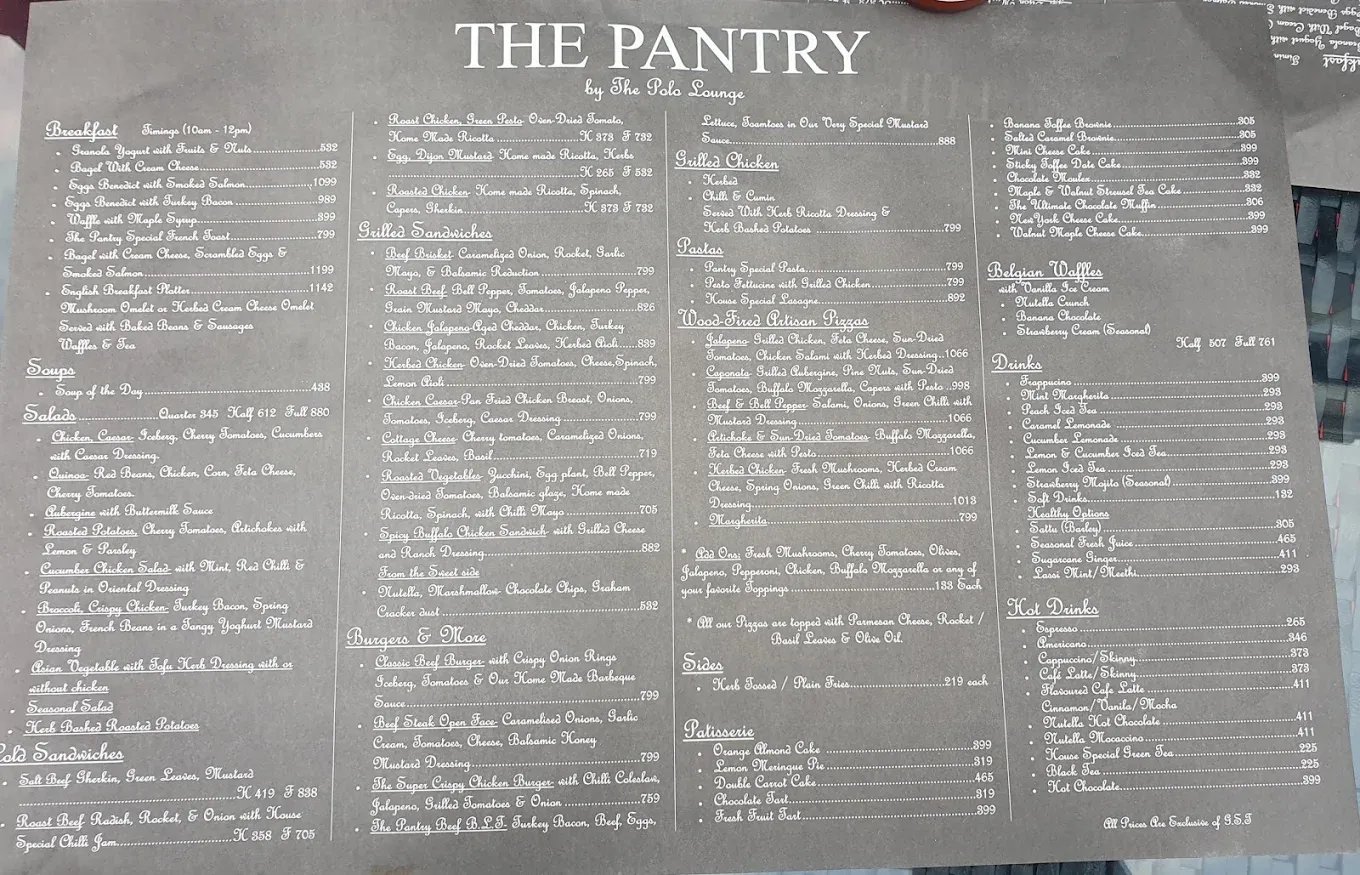 The Pantry by the Polo Lounge menu