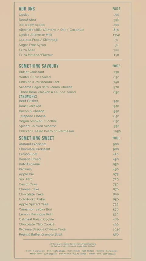Double Shot cantt menu