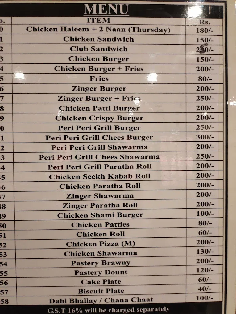 Pak Tea House menu