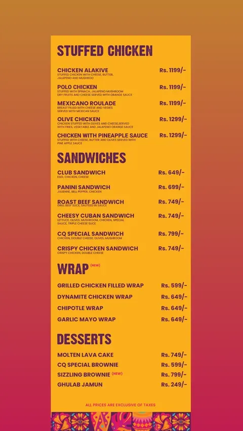 Chaye Qawali menu