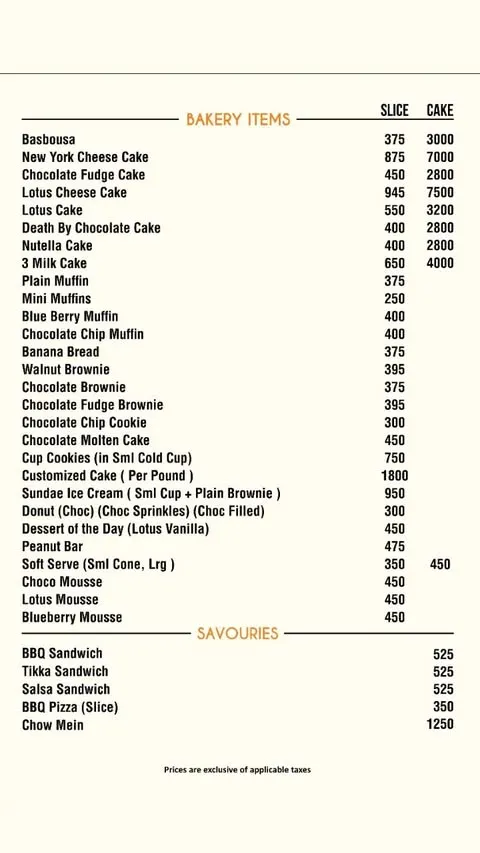 Gloria Jean's Coffees menu