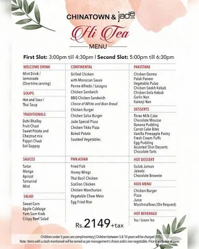 Jade Café and Chinatown MM Alam menu