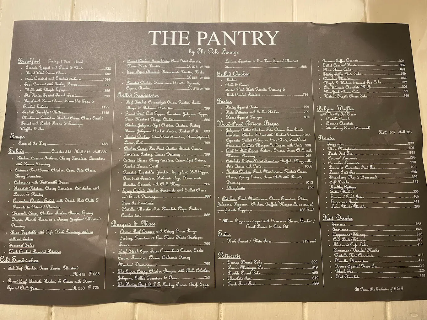 The Pantry by the Polo Lounge menu