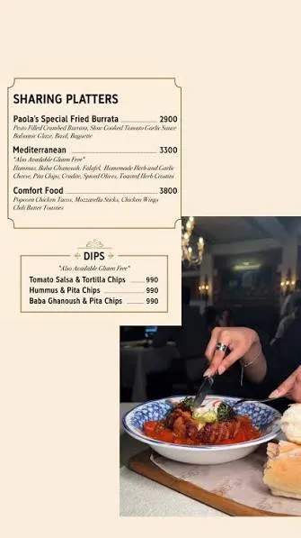 Paola's Cosa Nostra menu