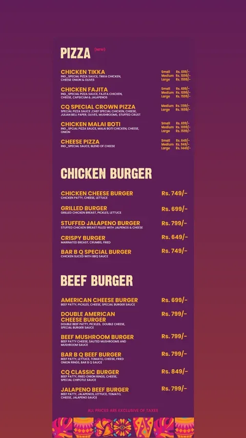 Chaye Qawali menu