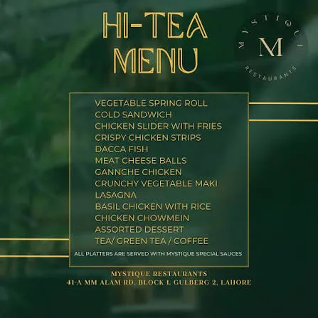 Mystique Restaurants Lahore menu