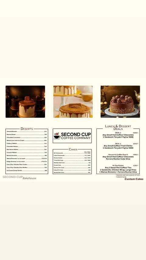 Second Cup Johar Town menu