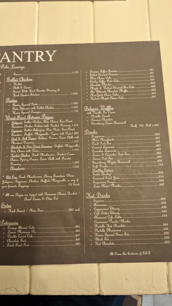 The Pantry by the Polo Lounge menu