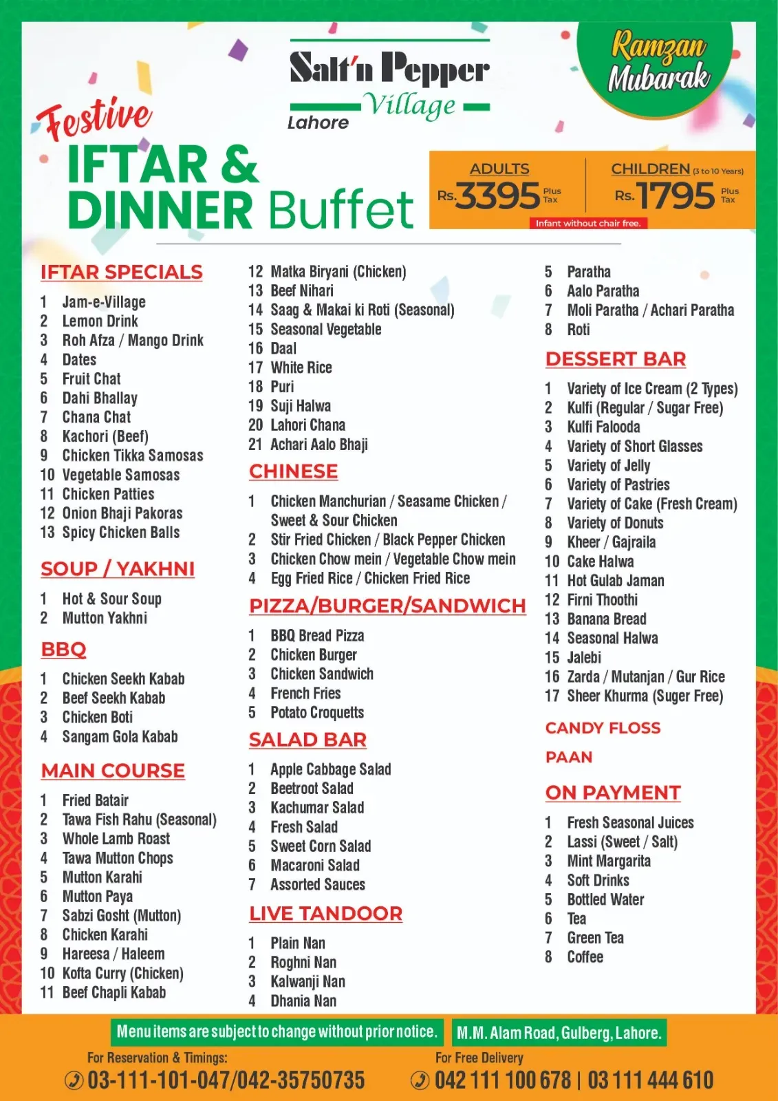 Salt'n Pepper Village Lahore menu