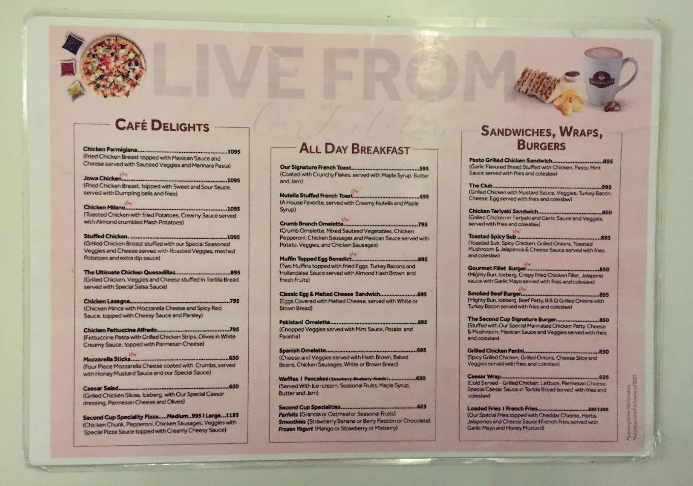 Second Cup Coffee Company menu